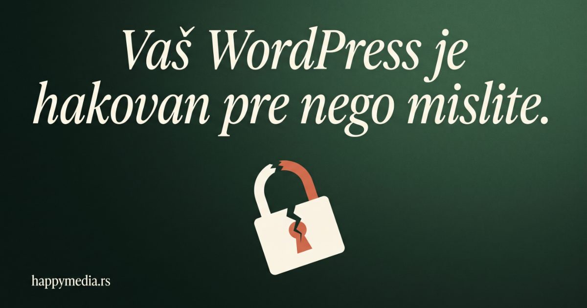 WordPress sigurnost 2026 — 15 obaveznih koraka da vam sajt ne hakuju. Happy Media.